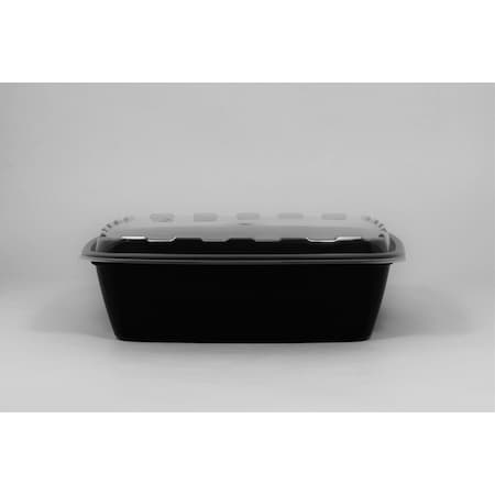 Cubeware Cubeware 64 oz. Square Container Black Base With Clear Lid, PK100 CS-1064B